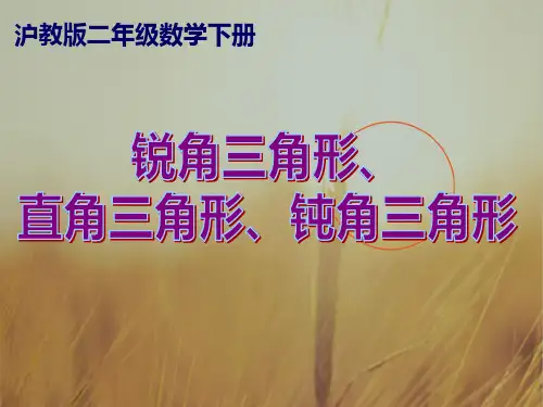 最新-二年级数学下册 锐角三角形、直角三角形、钝角三角形课件 沪教版 精品 