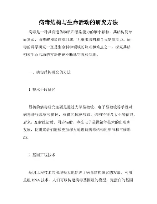 病毒结构与生命活动的研究方法