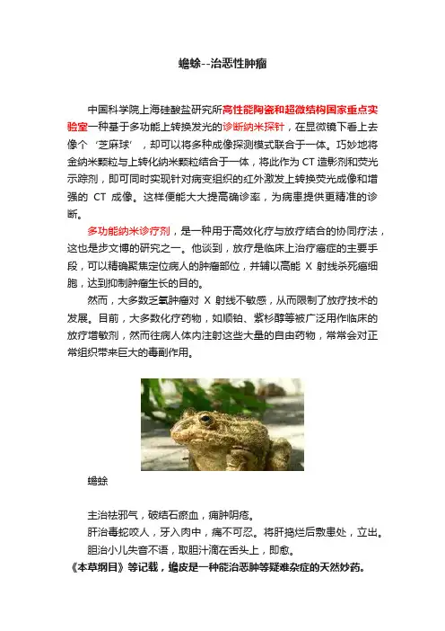 蟾蜍--治恶性肿瘤
