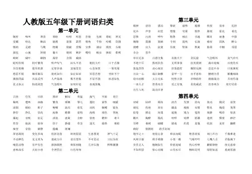 人教版五年级下册期末词语知识点归类回顾