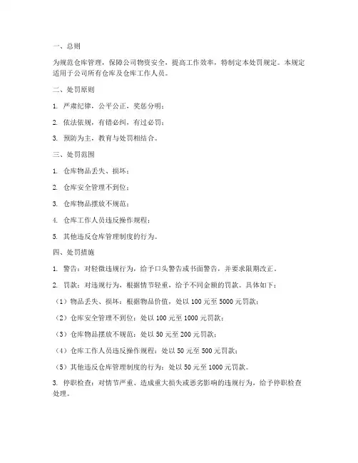 仓库管理制度的处罚