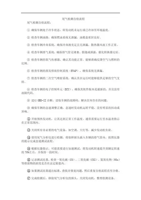 尾气检测自检流程