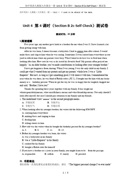 初中英语人教版九年级全一册 Unit 4 第4课时(Section B 2c-Self Check)