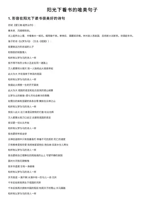 阳光下看书的唯美句子
