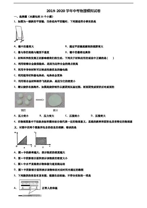 (3份试卷汇总)2019-2020学年湖南省株洲市中考物理考试试题