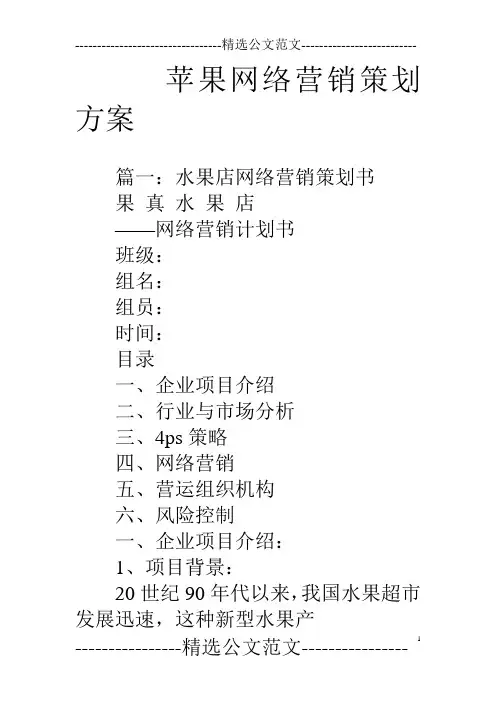 苹果网络营销策划方案