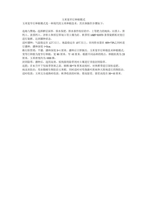 玉米宽窄行种植模式