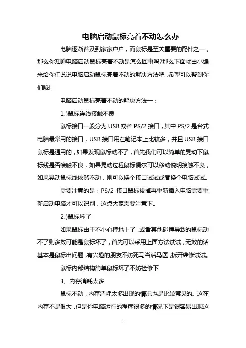 电脑启动鼠标亮着不动怎么办