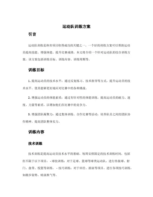 运动队训练方案