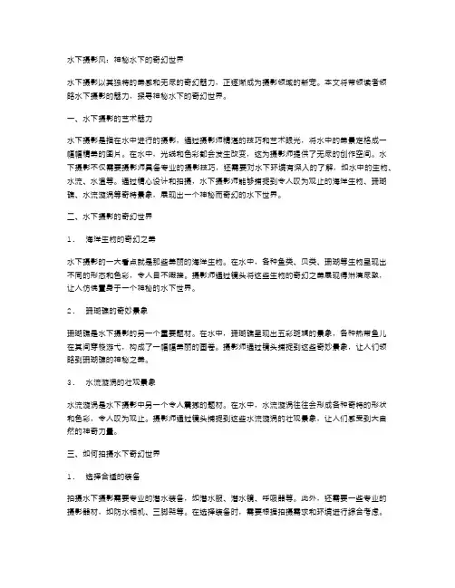 水下摄影风：神秘水下的奇幻世界