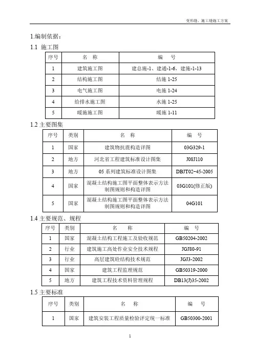 变形缝施工技术交底