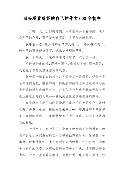 回头看看曾经的自己的作文600字初中