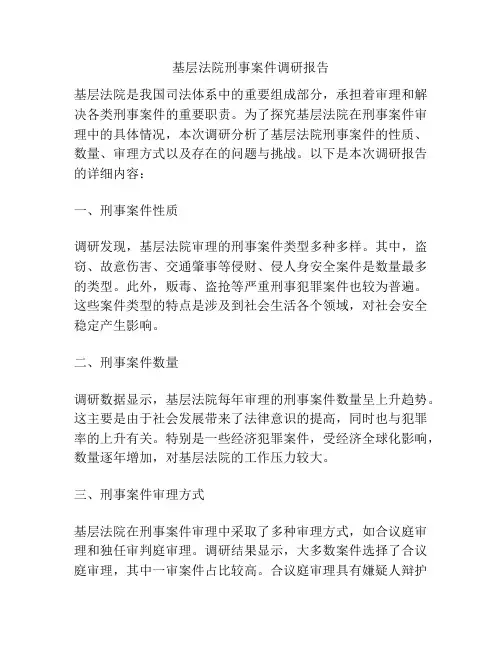 基层法院刑事案件调研报告