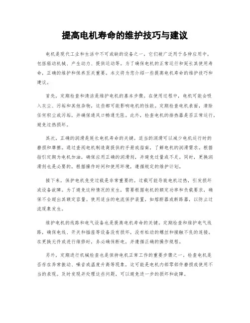 提高电机寿命的维护技巧与建议