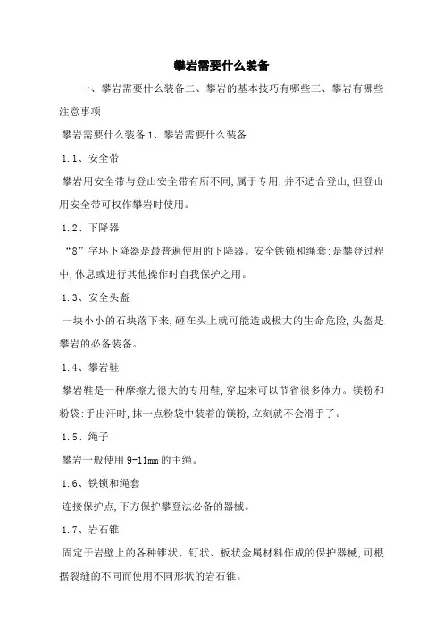 攀岩需要什么装备