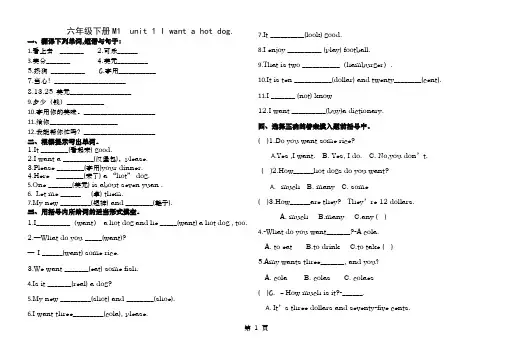 新版外研版三起六年级下册M1U1I want a hot dogplease
