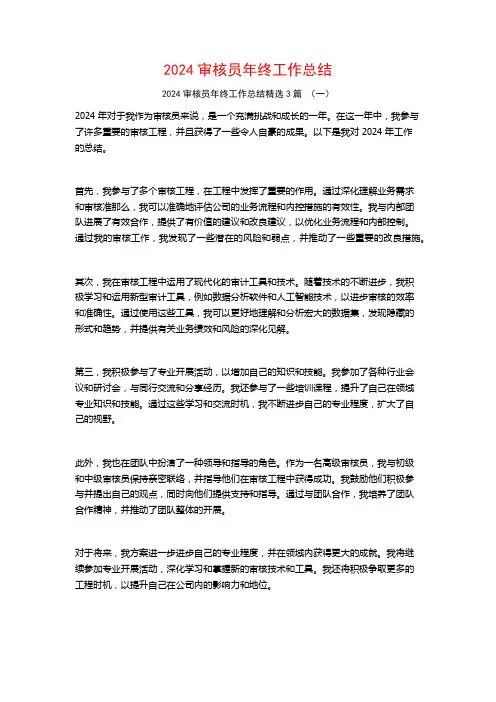2024审核员年终工作总结3篇