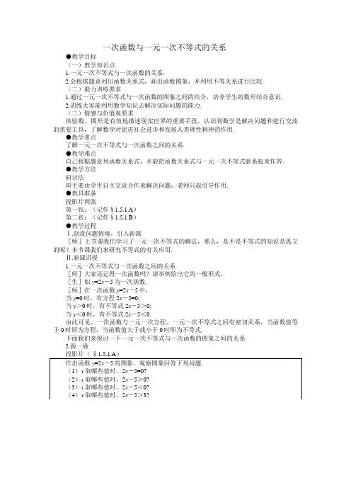 一次函数与一元一次不等式的关系