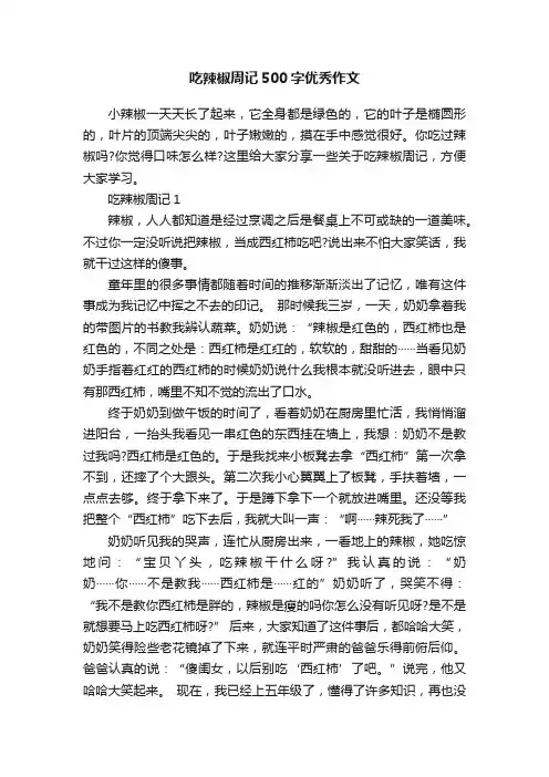 吃辣椒周记500字优秀作文