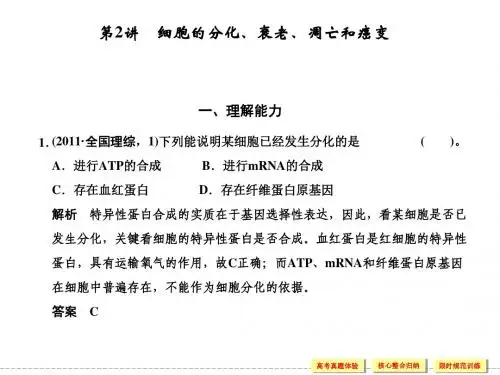高考二轮生物复习 专题三 细胞的生命历程 细胞的分化、衰老、凋亡和癌变课件
