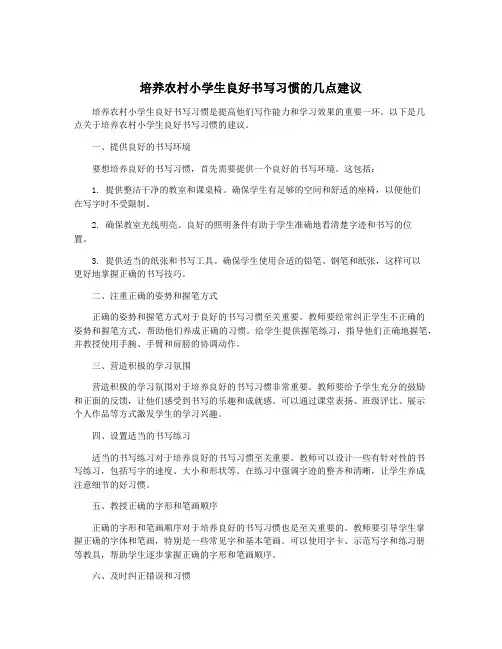 培养农村小学生良好书写习惯的几点建议
