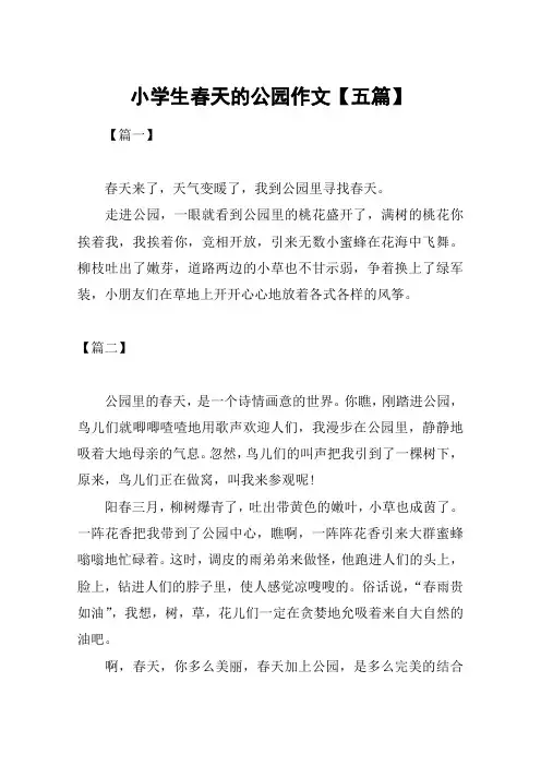 小学生春天的公园作文【五篇】
