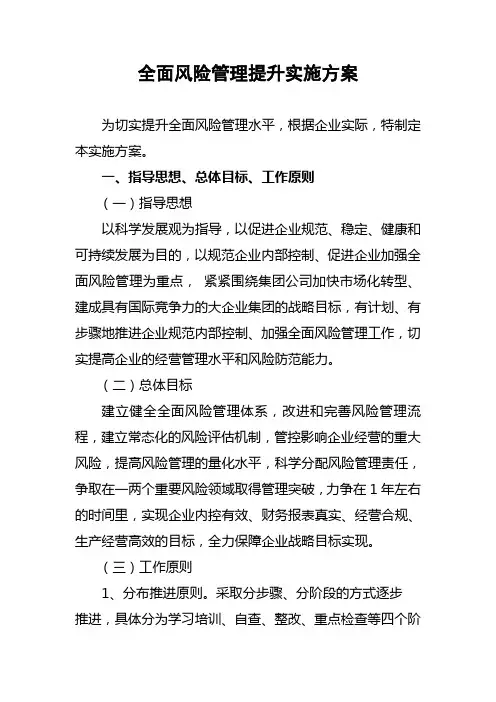 全面风险管理提升实施方案