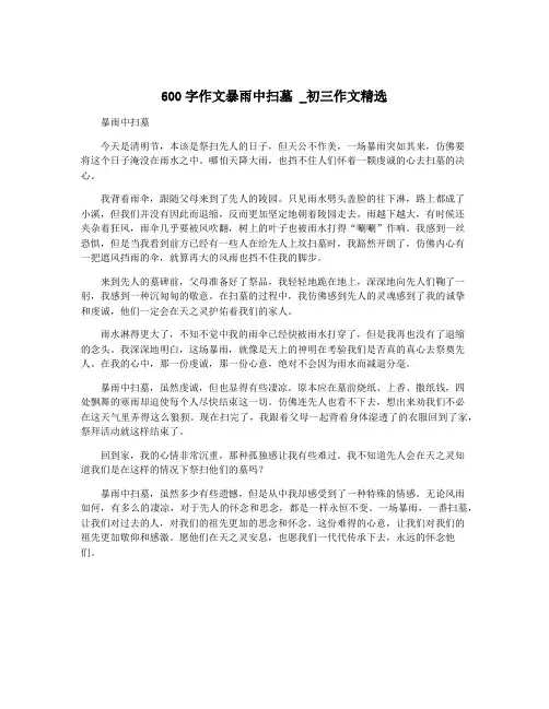 600字作文暴雨中扫墓 _初三作文精选