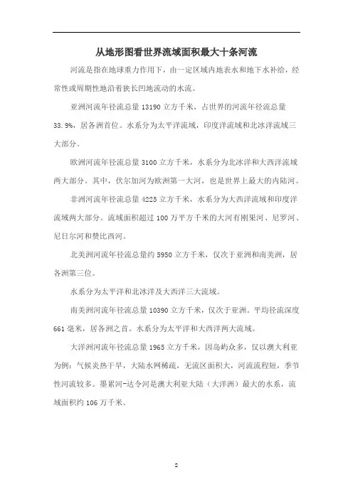 从地形图看世界流域面积最大十条河流