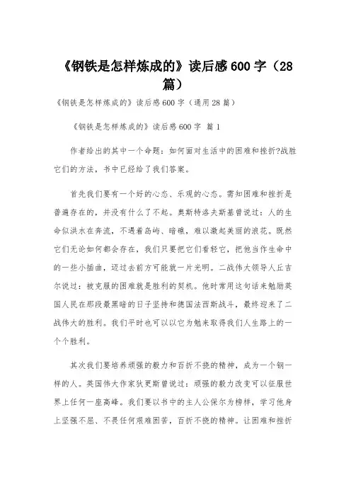 《钢铁是怎样炼成的》读后感600字(28篇)