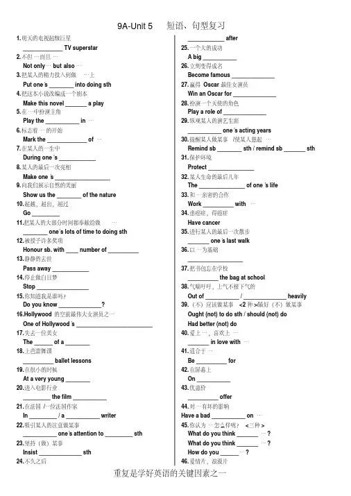 牛津英语9A-Unit5重要短语句型复习.pdf