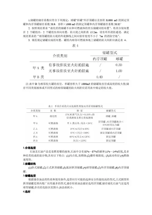储罐选型及布置要求