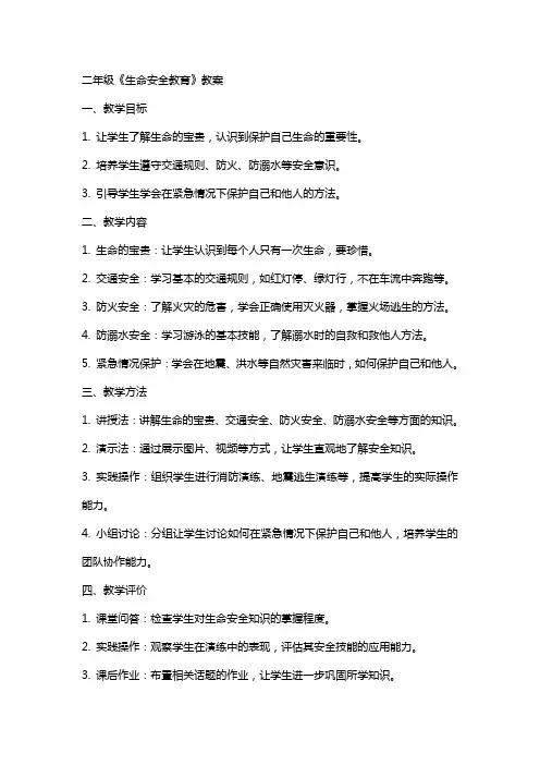 二年级《生命安全教育》教案