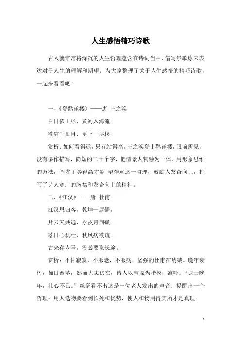 人生感悟精巧诗歌