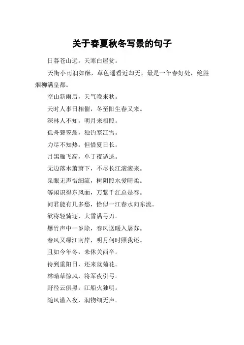 关于春夏秋冬写景的句子