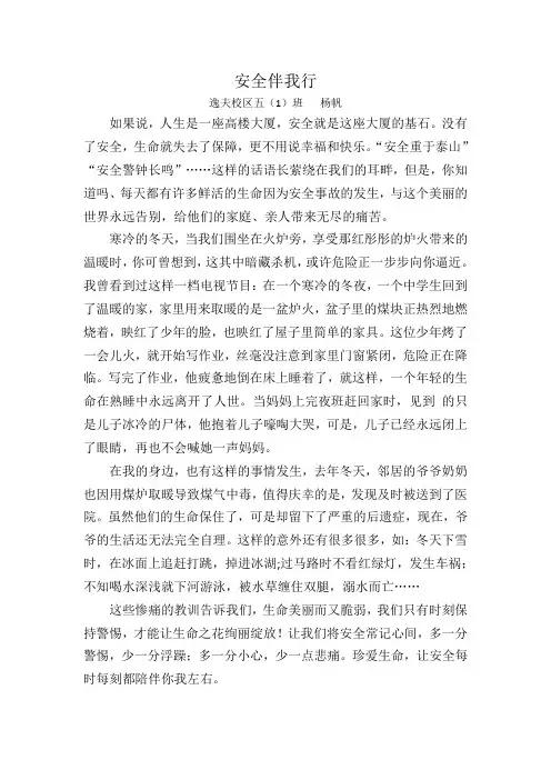 安全伴我行作文