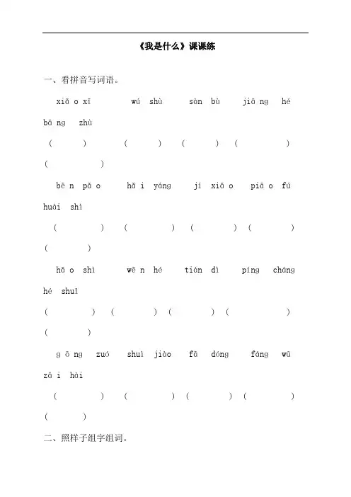 新人教版部编版二年级语文上册《我是什么》课时练习题
