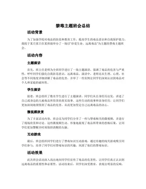 禁毒主题班会总结范文