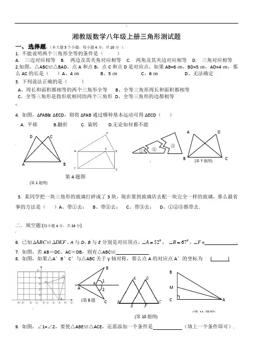 湘教版数学八上三角形测试题