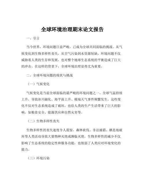 全球环境治理期末论文报告