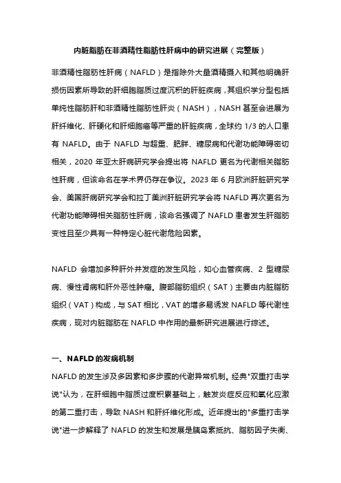 内脏脂肪在非酒精性脂肪性肝病中的研究进展(完整版)