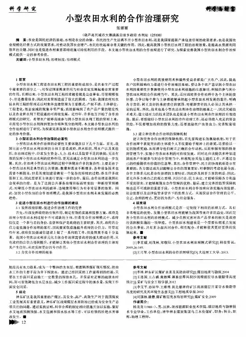 小型农田水利的合作治理研究