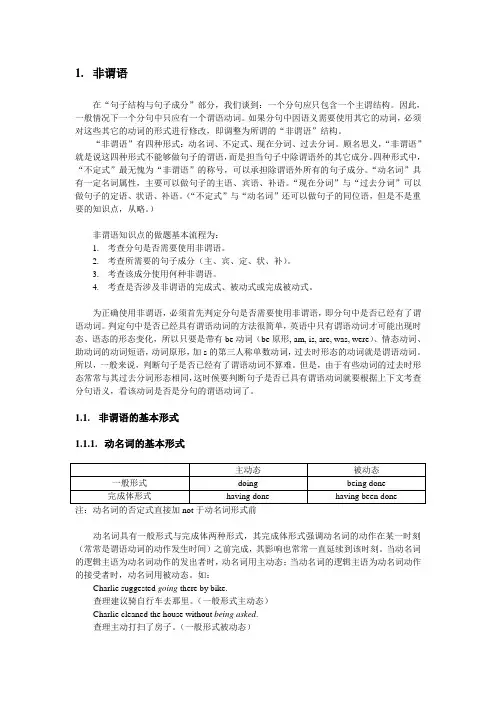 动词的非谓语形式