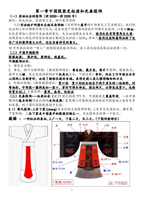 中国服装史重点整理及简答题型