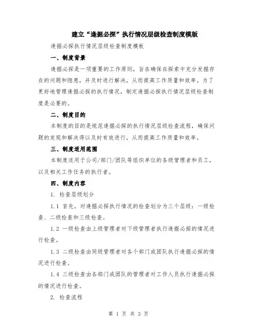 建立“逢掘必探”执行情况层级检查制度模版