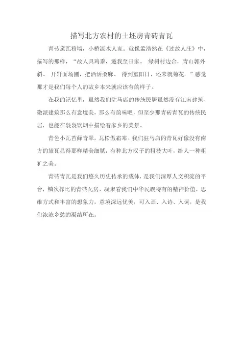 描写北方农村的土坯房青砖青瓦