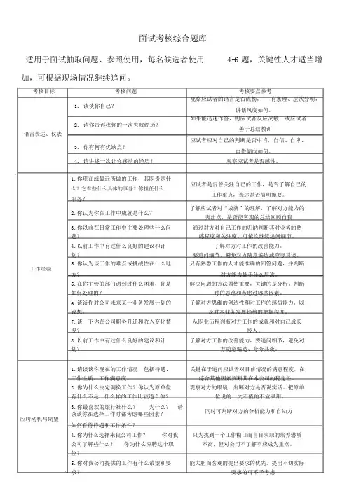 (完整版)面试考核综合题库