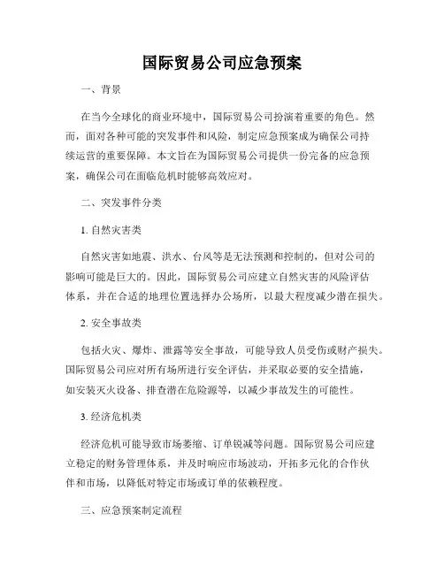 国际贸易公司应急预案