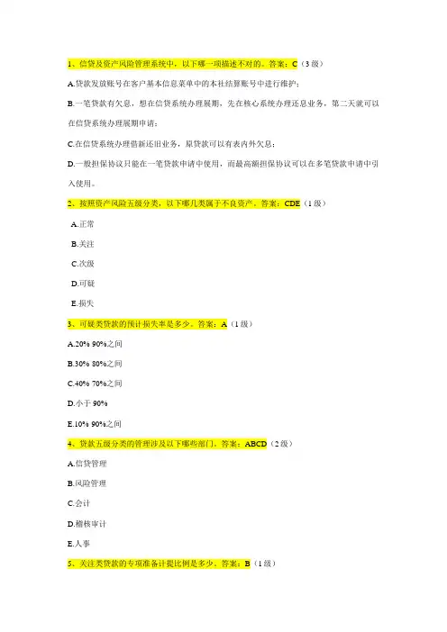 2023年信贷题库