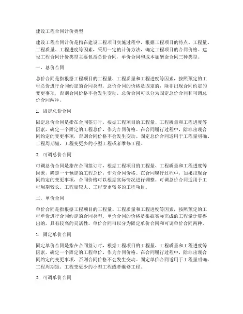 建设工程合同计价类型